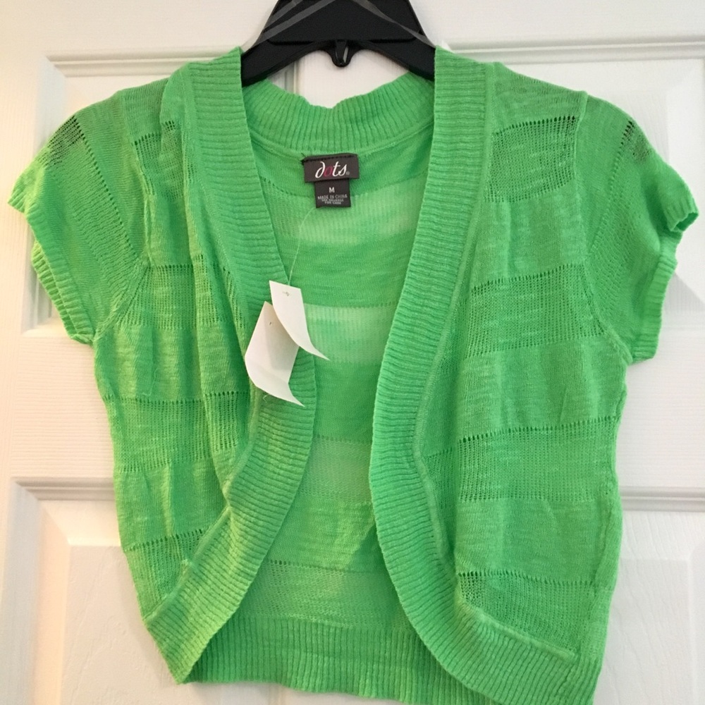 Dots cropped green sheer sweater M